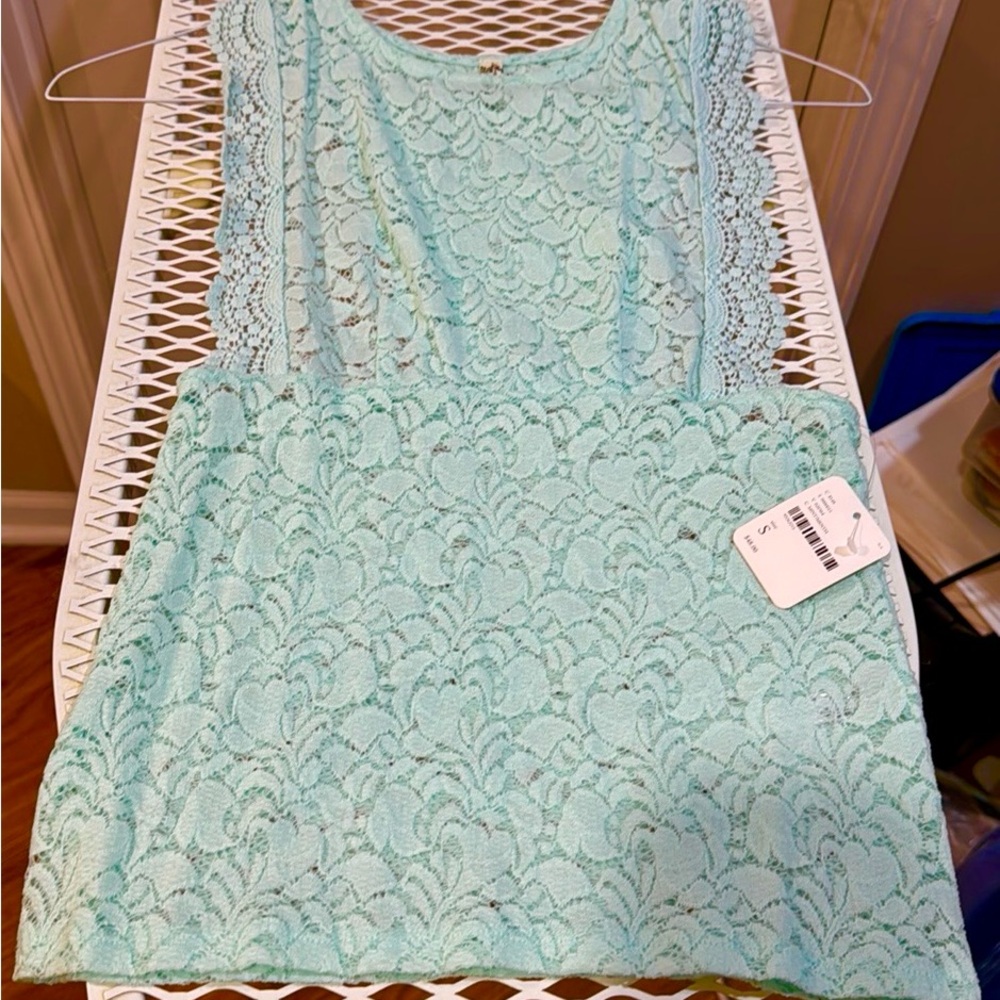Free People Intimately Aqua Blue Lace Tank NWT - Picture 5 of 7